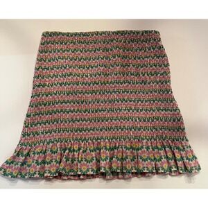 Zara Printed Smocked Mini Skirt Floral Pattern Stretchy Size Medium